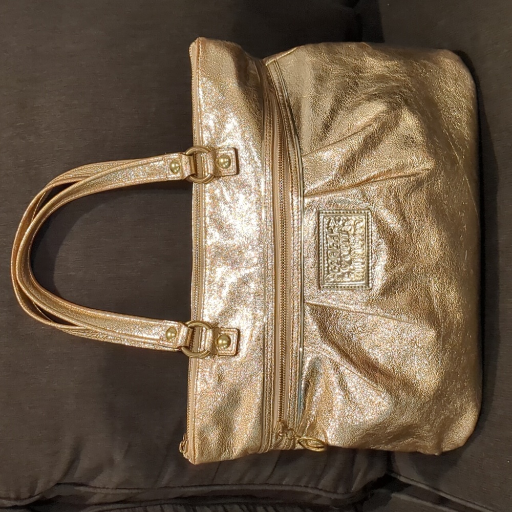 Coach Poppy Glam Metallic Gold Tote Bag